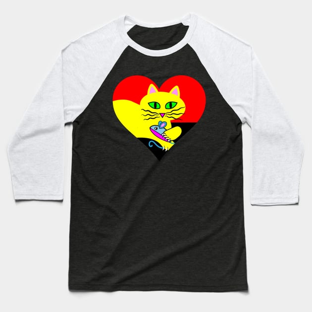 Cat Valentine Heart Baseball T-Shirt by Designs by Connie